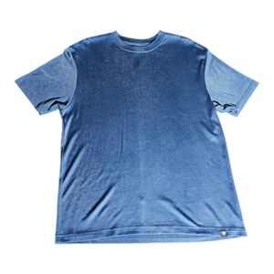 Stacy Adams Mens Blue Ribbed Knit Short Sleeve Crewneck T-Shirt XL